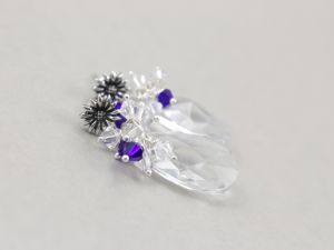 chileart biżuteria autorska Swarovski i srebro kolczyki kwiatki 